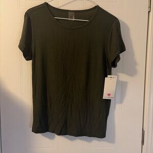 Love Charm Ladies XL Green Ribbed Scoop Tee NWT